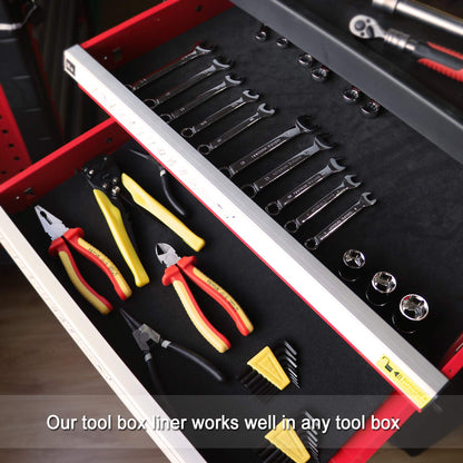 CASOMAN Professional Tool Box Liner and Drawer Liner - 16 inch(Wide) x 16 feet (Long), Non-Slip, Black