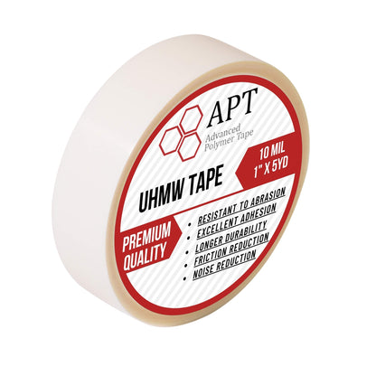APT 0.012" Thick Low Friction UHMW Tape, Extra Durable Ultra-high Molecular Weight Polyethylene, Surface Protection, Noise Reduction. Ideal for Rails, Drawers and Lining (1" x 5Yds)