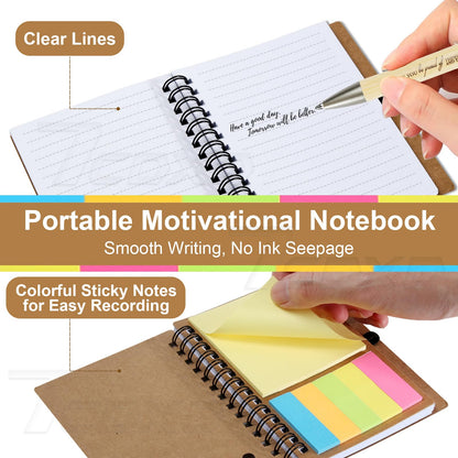 12 Sets Thank You Gifts, Employee Appreciation Gifts, Inspirational Notebooks With Sticky,Inspirational Pens And Gift Bags,Mini Motivational Notebooks for Employee Teacher Staff Coworker