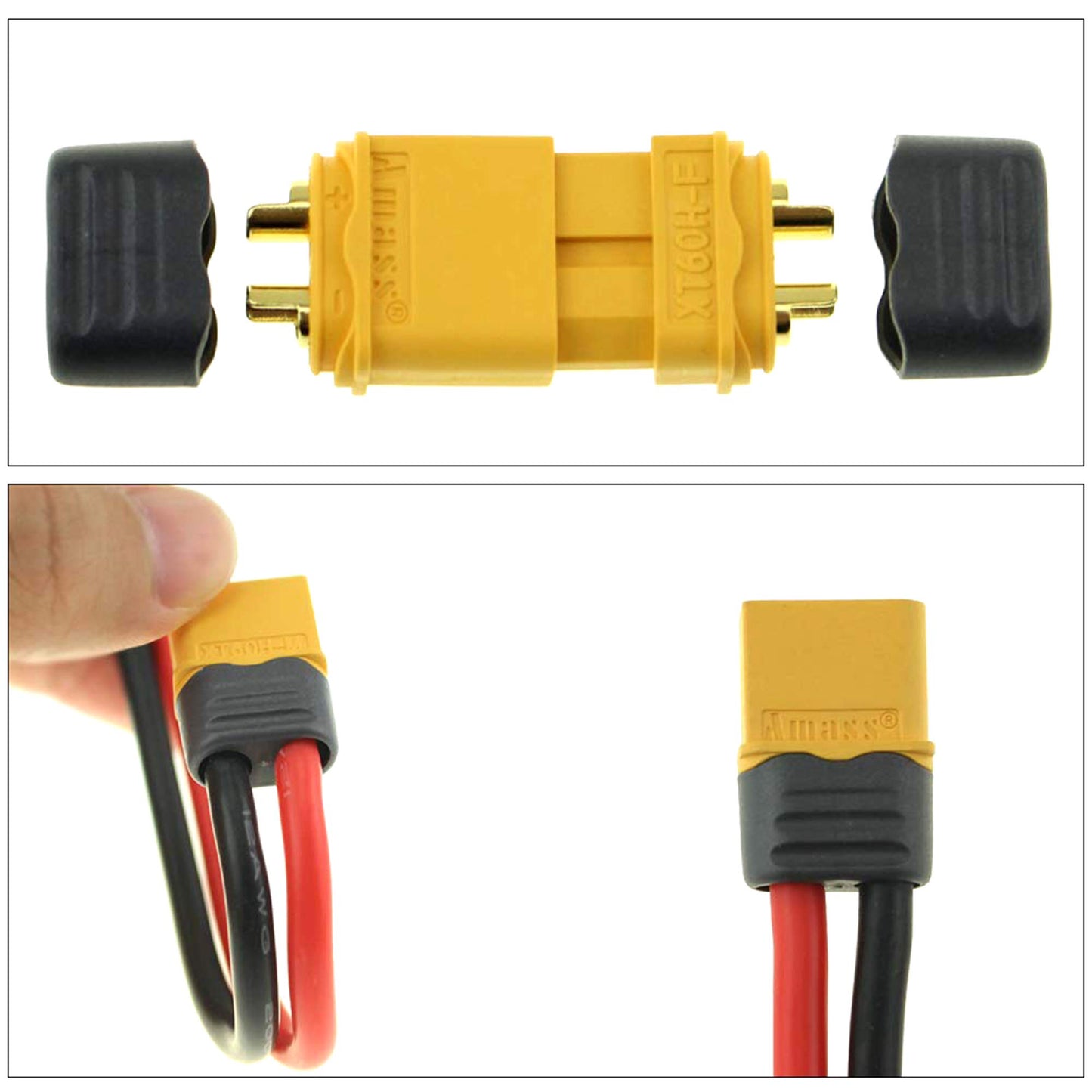 Amass 20 Pair XT60H Bullet Connector Plug Upgrated of XT60 Sheath Female & Male Gold Plated for RC Parts … … …