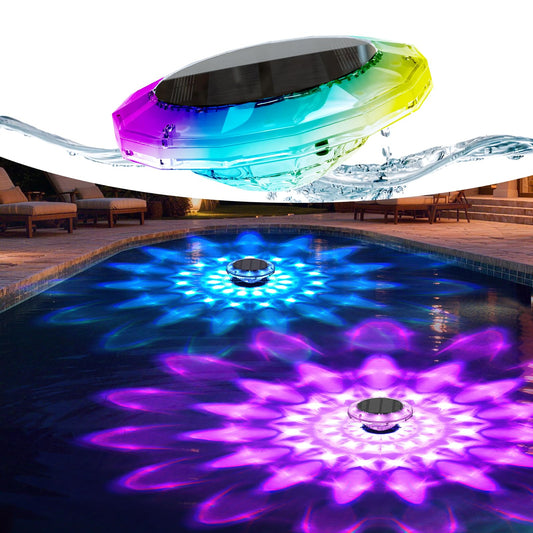 Quntis Solar Pool Lights, 360°Side Glow LED Floating Pool Lights, Color Changing Solar Lights with Remote, Larger 6'' Design,IP68 Waterproof Floating Lights for Bath, Pond, Hot Tub, Party Decor, 1PC