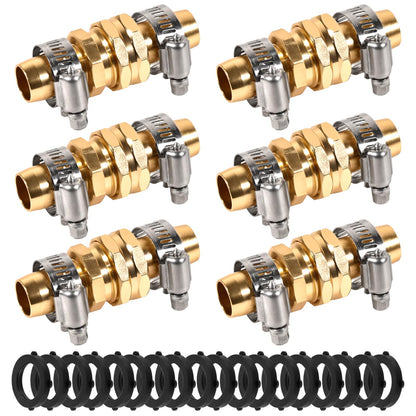 SaferCCTV Garden Hose Connector with Clamps, Garden Hose Repair Kit Male/Female Hose Fittings Set, for 3/4" and 5/8" Aluminum Garden Hose Fittings, 6Set