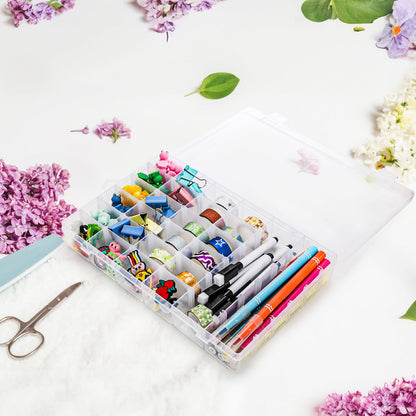 Tosnail 3 Pack 36 Compartments Clear Plastic Craft Storage Organizer Small Parts Organizer with Dividers