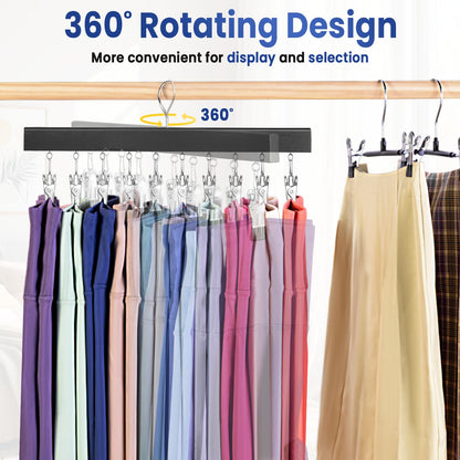 Damita Pants Hangers Legging Organizer for Closet 4 Pack with Clips Holds 20 Leggings, Multi Hangers Space Saving Storage Bedroom Organization for Jeans, Yoga Pants, Skirts & More, 360° Swivel Hook