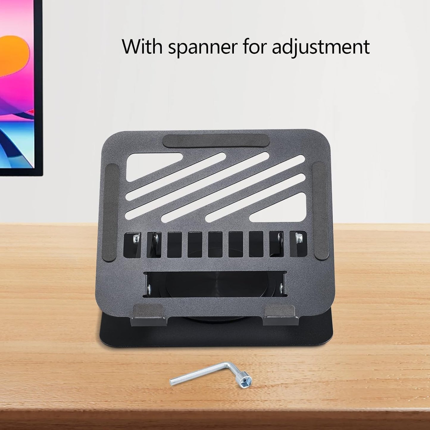 Rotating Laptop Stand for Desk - Adjustable Height Ergonomic Computer Stand with 360° Rotating Base, Foldable and Portable Laptop Riser for MacBook, PC, and Notebooks