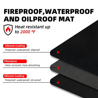 Tansheep Under Grill Mats for Outdoor Grill, Double-Sided Fireproof Mat, Fireplace Mat Deck Patio Protector, Grill Mat for BBQ, Heat-Resistant Waterproof Oil-Proof Grill Floor Mat (48 x 30 inch)