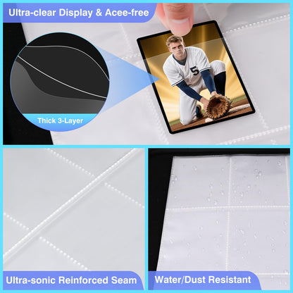 60 Pack 1080 Pockets Binder Card Sleeves Double-Sided 9 Pocket Trading Card Pages for 3 Ring Binder, Clear Plastic Pages Sleeves for Sport Cards, Business Cards, Game Cards, Photos