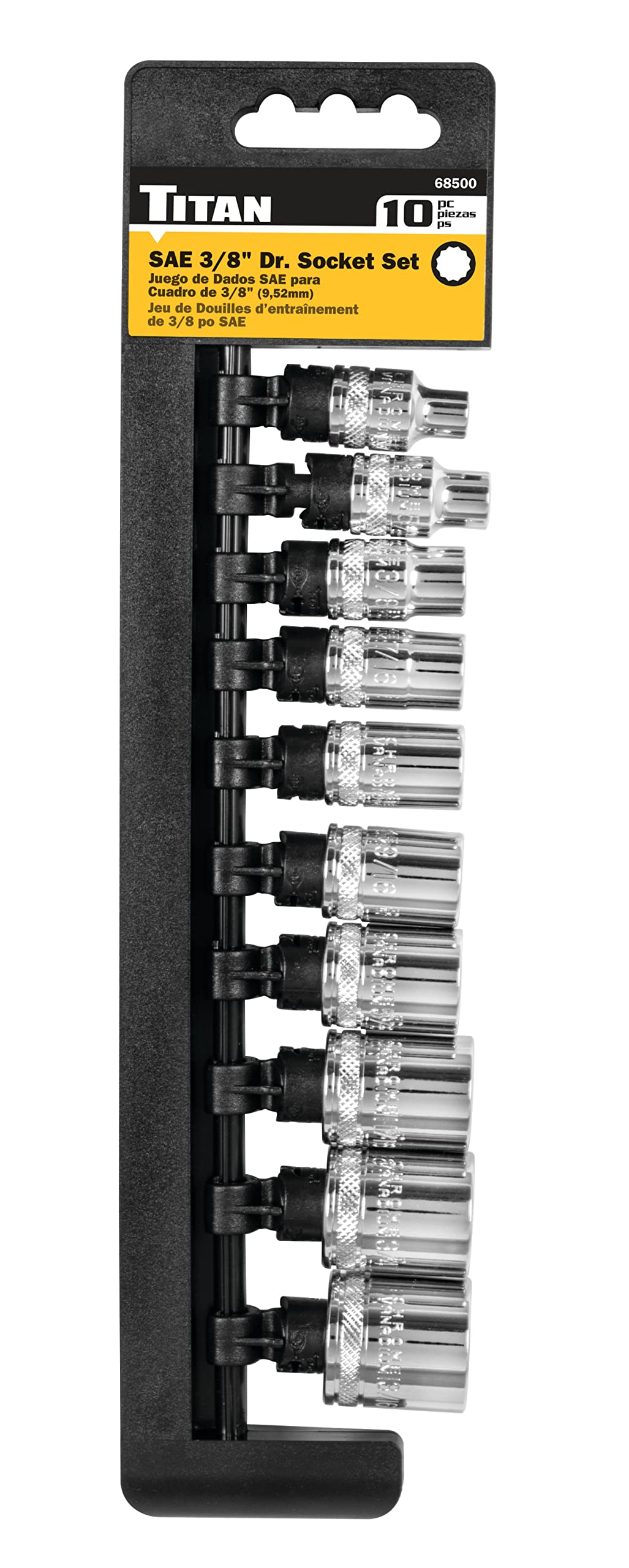 Titan 68500 10-Piece 3/8-Inch Drive SAE 12 Point Socket Set