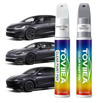 TOVIIEA Stealth Grey(PN01) Touch Up Paint for tesla ModelY/3/X/S,2-In-1 Car Scratch Remover Pen,Car Paint Scratch Repair Kit for Scratches,Chips & Nicks,2-PCS SET