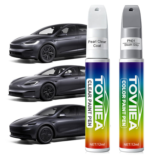 TOVIIEA Stealth Grey(PN01) Touch Up Paint for tesla ModelY/3/X/S,2-In-1 Car Scratch Remover Pen,Car Paint Scratch Repair Kit for Scratches,Chips & Nicks,2-PCS SET