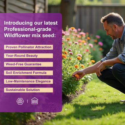 200,000+ Wildflower Seeds [4oz] 16 Variety Perennial Mix - USA-Sourced Seeds for Pollinator Gardens | Attracts Bees/Birds/Butterflies | High Germination Rate for Indoor & Outdoor