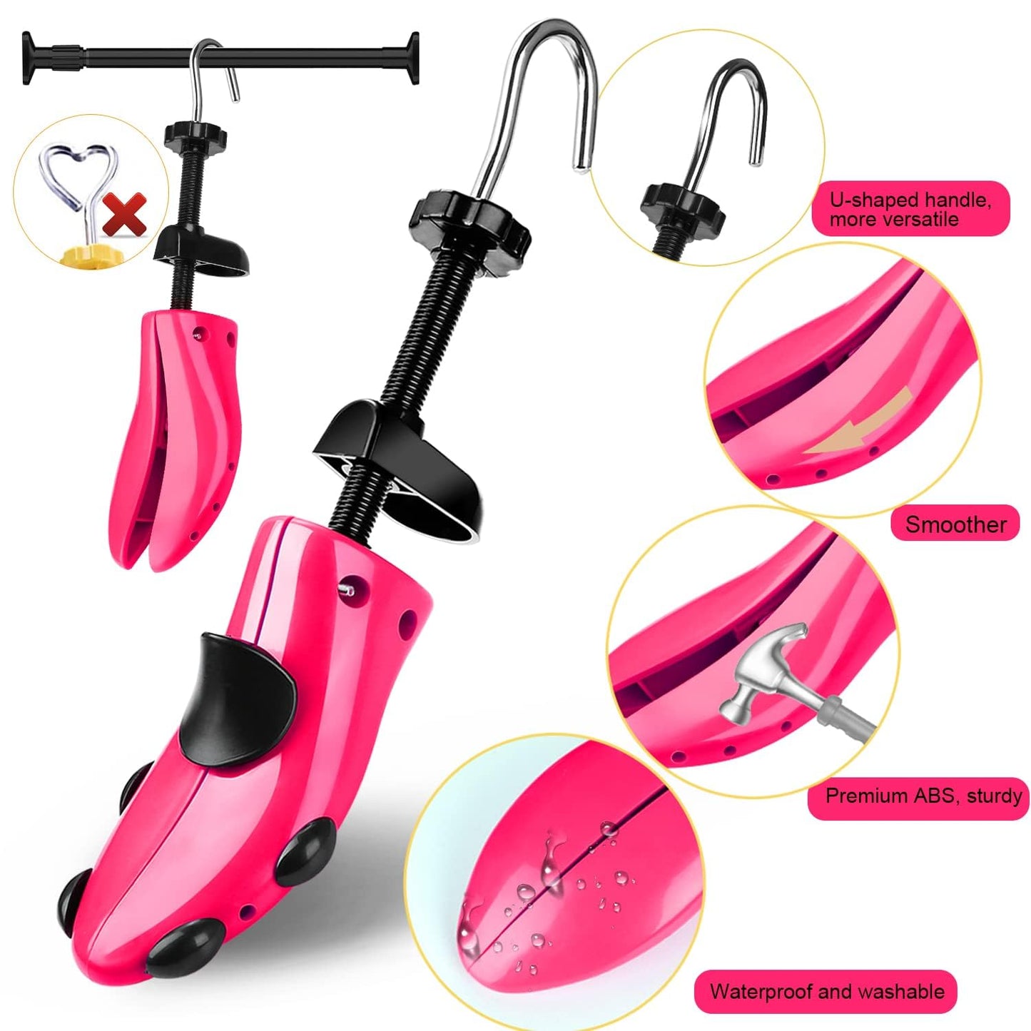 Eachway Pair of Professional 2-Way Premium Shoe Stretcher Tough Plastic Shoe Trees,Adjustable Length & Width Durable Shoe Shaper for Men and Women