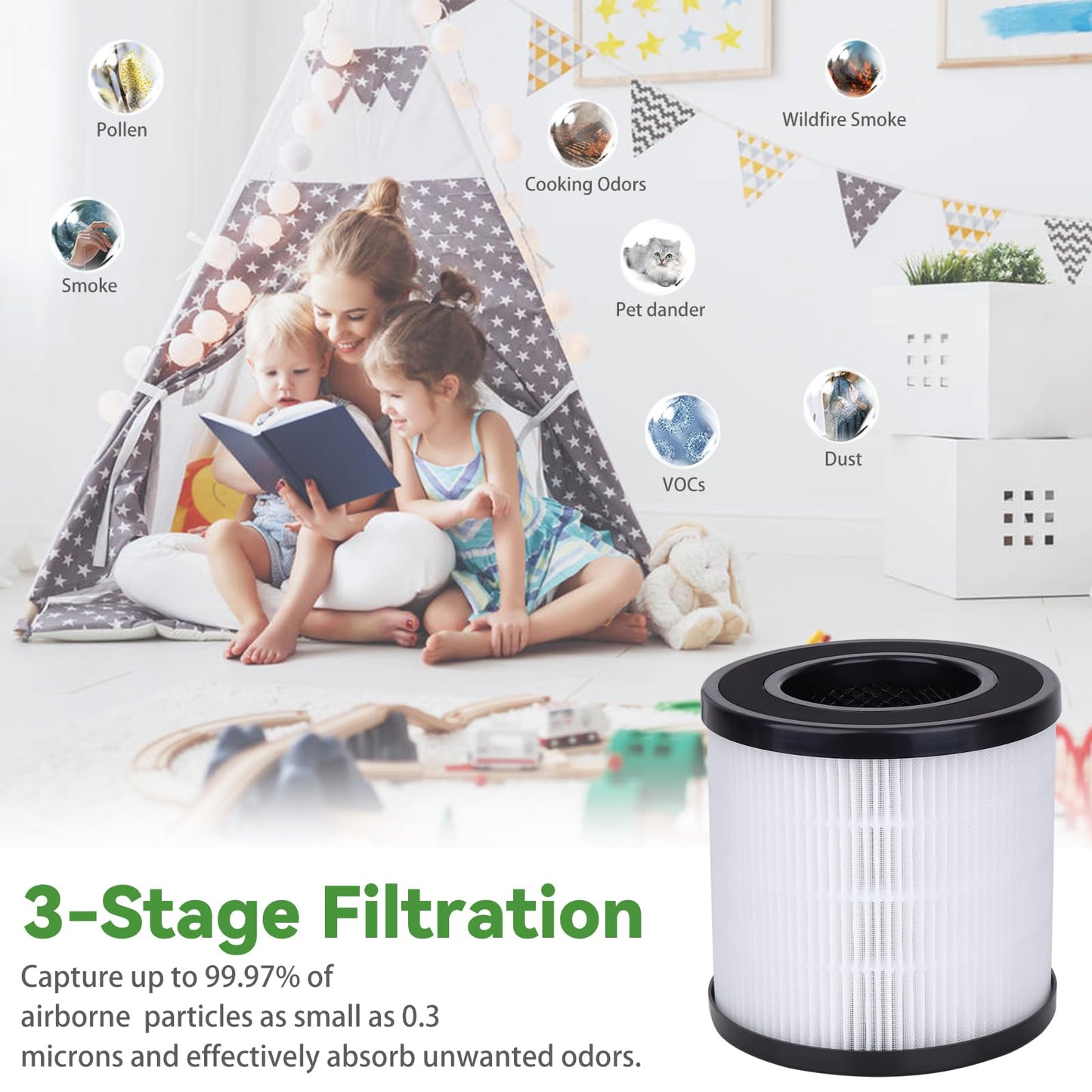 PU-P05/AC201B Air Filters Compatible with FULMINARE PU-P05 Air Puri-fier and Purivortex AC201B Air Puri-fier - 3-in-1 H13 True HEPA Replacement Filter - 2Pack