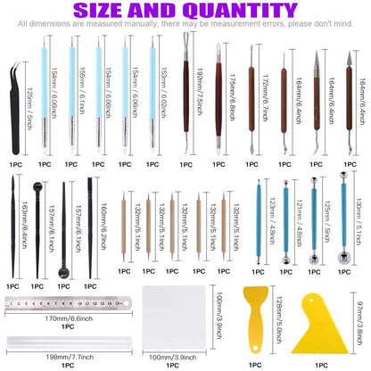 Swpeet 30Pcs Modeling Clay Sculpting Tools Kits, Ball Stylus Tool Handle Double-Sided Set Dual-End Dotting Tools Plastic Ball Rod Stylus Modeling Tools, Clay Roller, Clay Scarpe