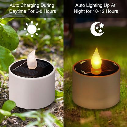 Solar Candle Lights Outdoor Waterproof - 8 Pack Rechargeable Flickering Tea Lights Solar Powered Reusable LED Candles Flameless Lamp Nightlights for Lanterns Garden Camping Home Decor, 2.3''x2.1''