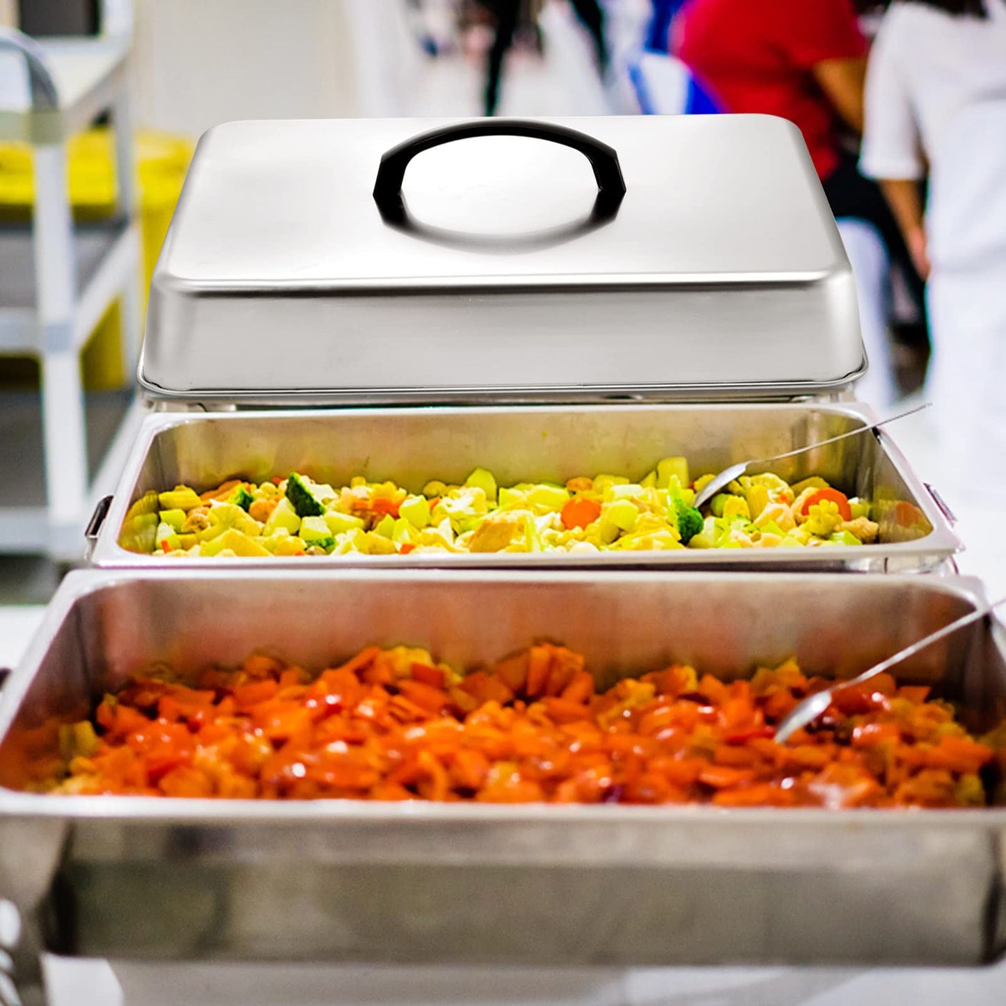 ZEAYEA 2 Pack Cheese Melting Dome, Rectangular Stainless Steel Steam Basting Cover with Heat Proof Handle, Griddle Basting Cover, BBQ Grilling Accessories, Indoor or Outdoor Camping, 13" x 11.3"