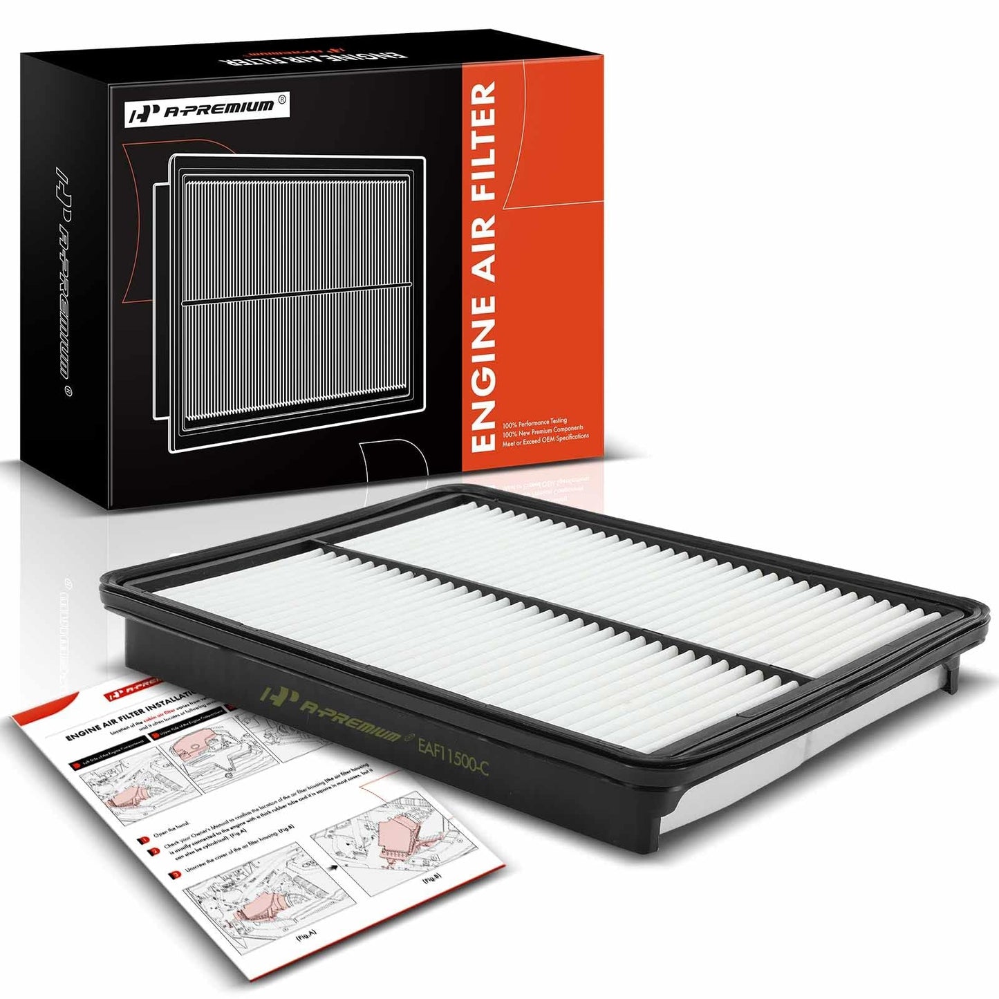 A-Premium Engine Air Filter Compatible with Hyundai & Kia Models, Santa Fe 2013-2018, Santa Fe Sport 2013-2016, Santa Fe XL 2013-2019, Sorento 2014-2015, 2.0L 2.4L 3.3L, Rigid Panel