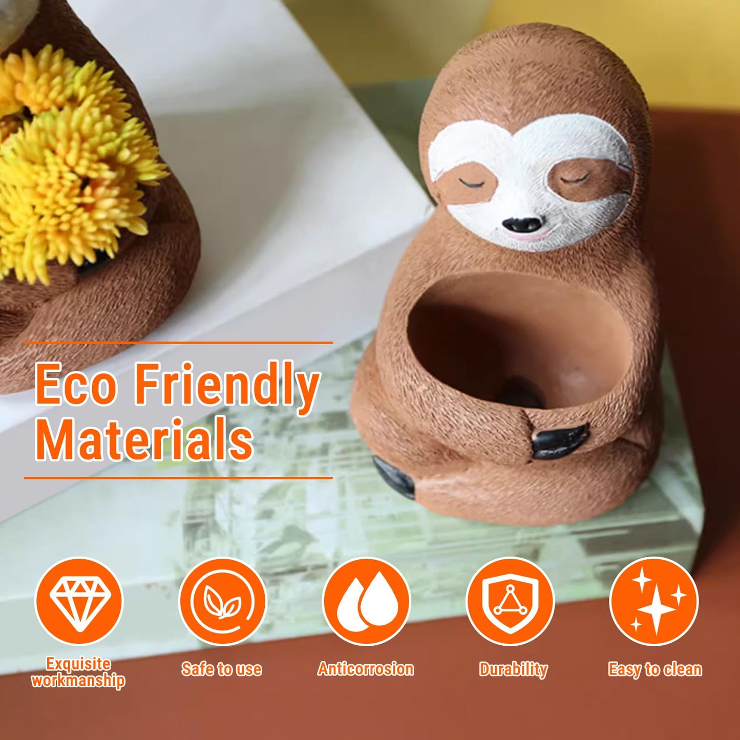 CHEOTIME Air Plants Holders, Unique Sloth Flower Pot Succulents, Gifts Gardening Gifts for Plant Lovers Gardeners,Cute Sloth Decor for Home & Office