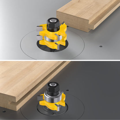 Tongue and Groove Router Bit Set with 1/4 Inch Shank, 2PCS Adjustable T Shape Tongue & Groove Router Bit Set, Cabinet Door Wood Milling Cutter Woodworking Tool for Grooving, Joinery
