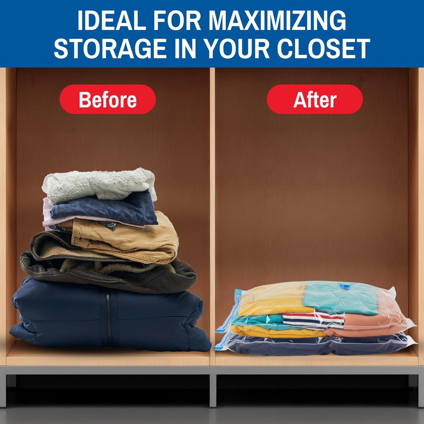 Spacesaver Vacuum Storage Bags Medium 6 Pack - Vacuum Seal Bags for Clothing, Comforters, Blankets and Bedding - 28 x 20 Inch Space Saver Bag for Travel and Home Organization with Hand Pump Included