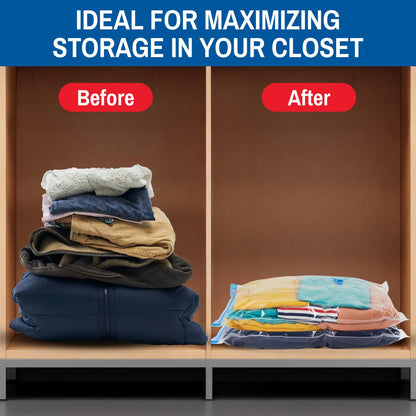 Spacesaver Vacuum Storage Bags Medium 6 Pack - Vacuum Seal Bags for Clothing, Comforters, Blankets and Bedding - 28 x 20 Inch Space Saver Bag for Travel and Home Organization with Hand Pump Included