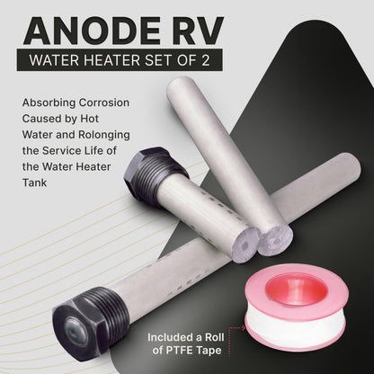 Anode RV Water Heater Set of 2 - Camper Anode Rod 3/4'' Thread - Magnesium Rod Compatible With Mor-Flo and Suburban Tanks
