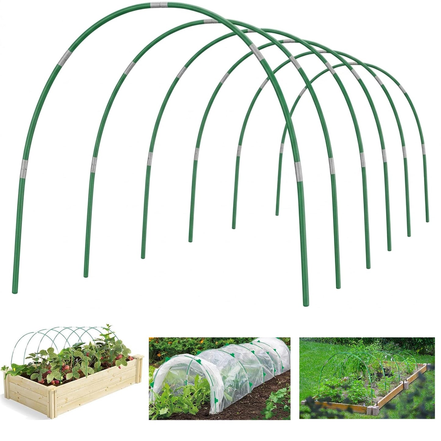 6 Sets of Durable 6mm Fiberglass Garden Hoops for Row Cover Netting, Heavy Duty Greenhouse Hoops Grow Tunnel for Garden Netting, Flexible Garden Hoop Rods, DIY Plant Supports for Raised Beds