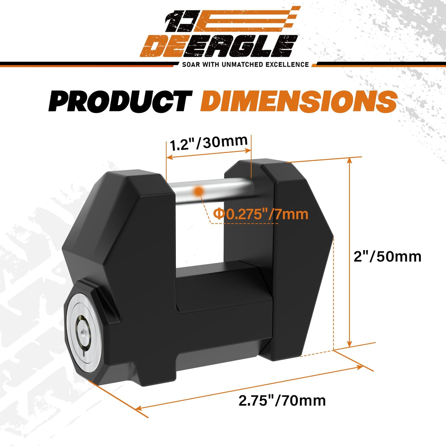 DEEAGLE Trailer Coupler Lock, Heavy Duty Trailer Hitch Lock, 1/4" Dia, 1-1/5" Span for Tow Boat RV Truck Car's Coupler with Anti-Rattle Rubber, Gold