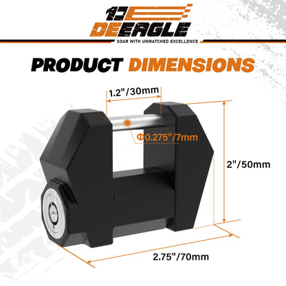DEEAGLE Trailer Coupler Lock, Heavy Duty Trailer Hitch Lock, 1/4" Dia, 1-1/5" Span for Tow Boat RV Truck Car's Coupler with Anti-Rattle Rubber, Gold