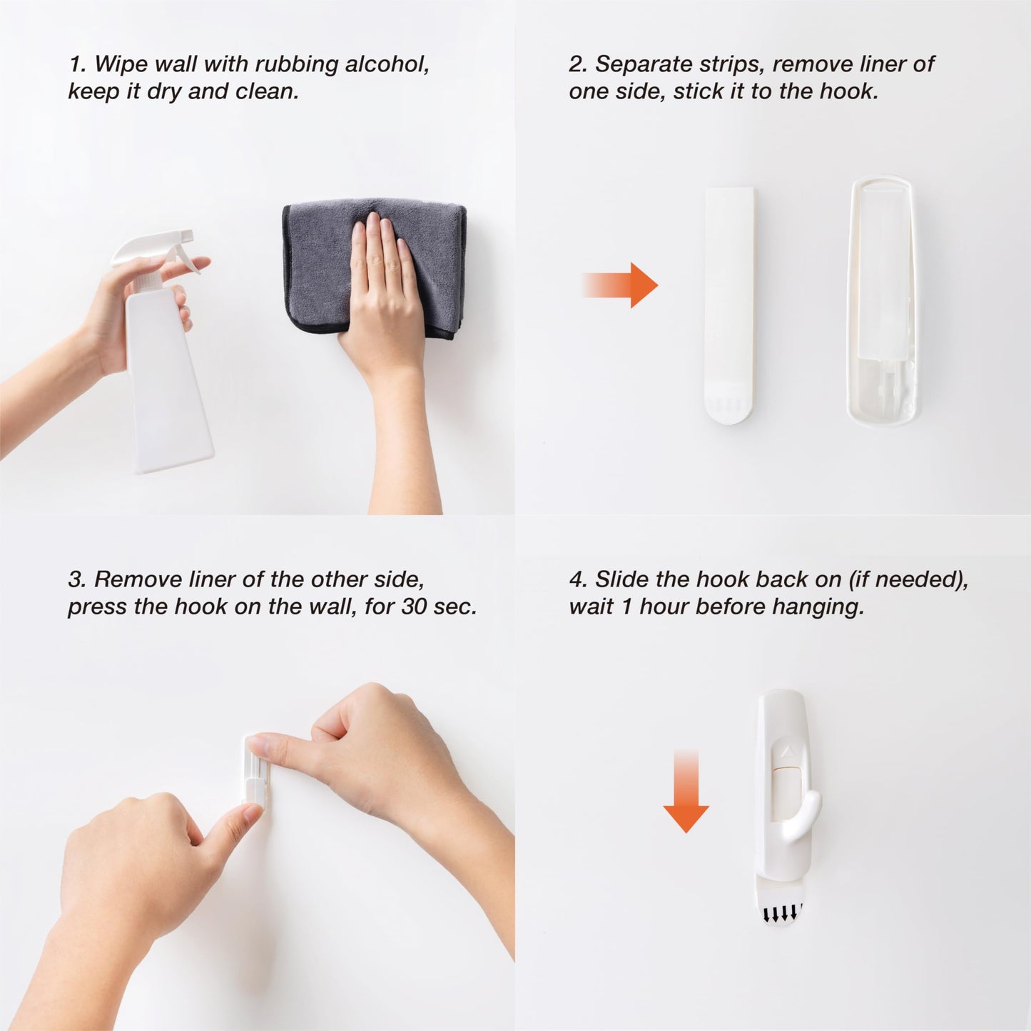 14 Large Hooks+20 Removable Strips, White Utility Hooks, Heavy Duty with Adhesive Strips, Damage-Free Organize Hooks, No Tools Wall Hook for Hanging, Value Pack