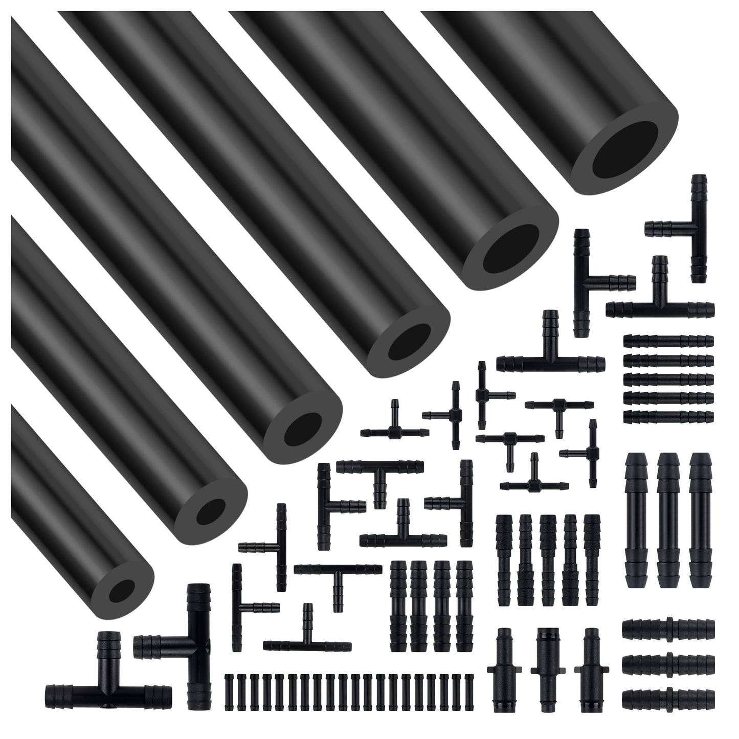 5Ft Automotive Vacuum Hose Kit,6PCS Silicone Tube Automotive with 64PCS Vacuum Line Connectors Car Accessories,Max 130PSI Silicone Hose for Car Replacement Vacuum Hose (70PCS)
