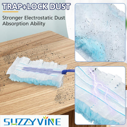 SUZZYVINE Disposable Duster Refills, 180 Dusters Refills, Total 30 Count,Blue and White
