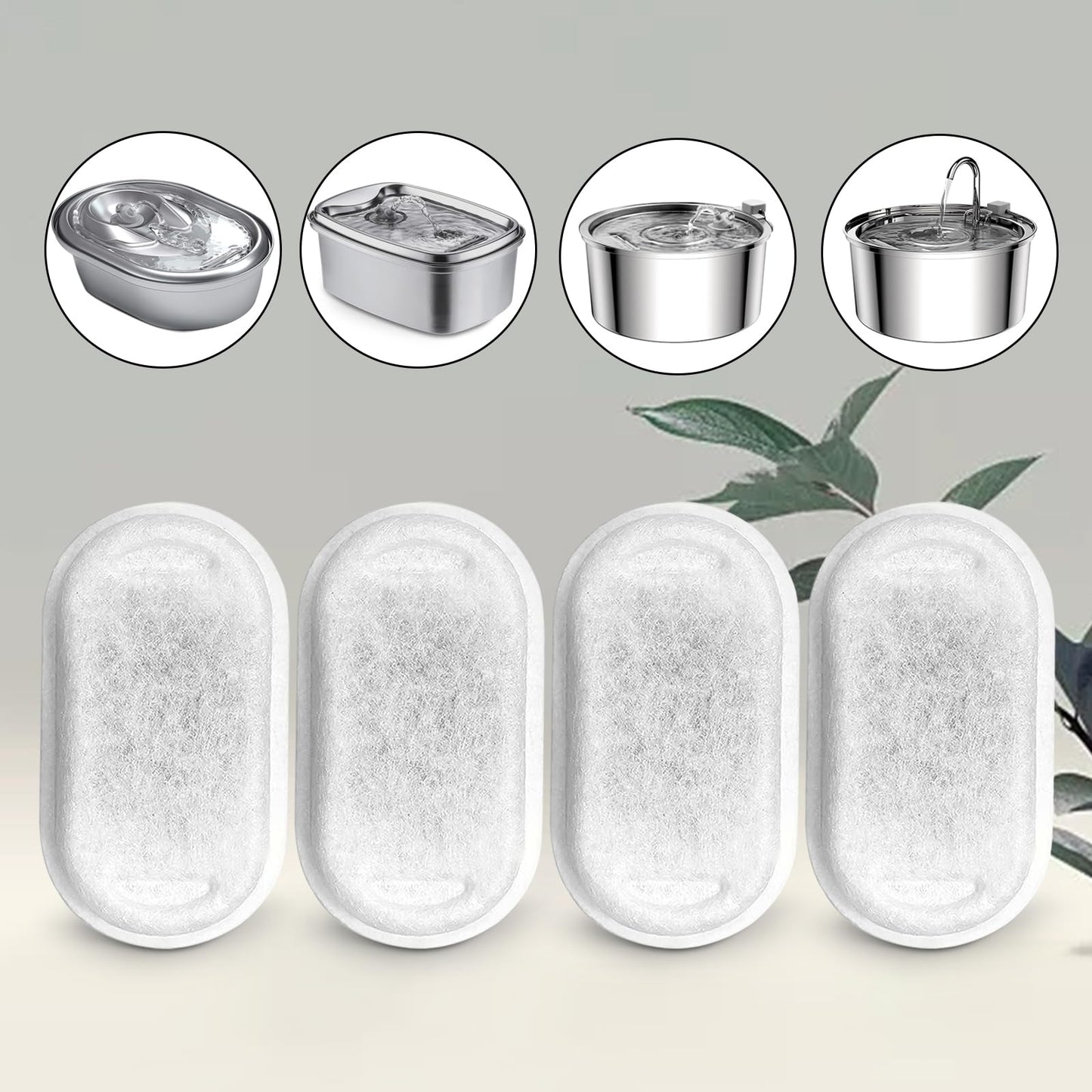 Cat Water Fountain Filters for 108/3.2L& 67oz/2L Stainless Steel Pet Water Dispenser Fountain Filters, Cat Fountain Filter Replacement (12 Filters&12 Sponges)