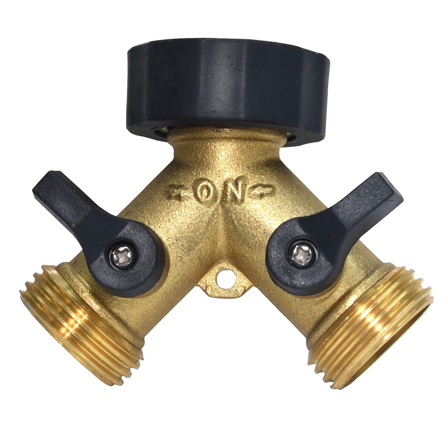 2 Way Garden Hose Connector Tap Splitter for Lawn and Garden - Outlet With 2 Valves, Spigot Adapter (Brass)