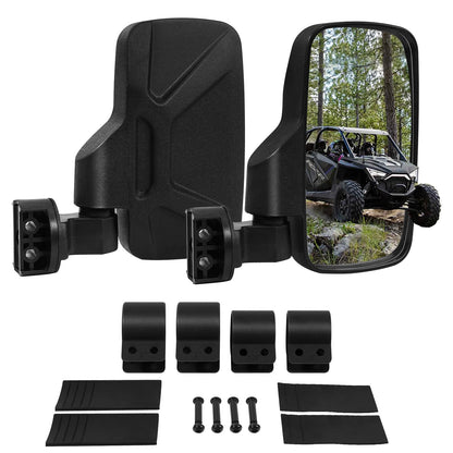 UTV Side Mirrors with 1.65" to 2" Roll Cage Bar, 360° Rotate Adjustable Rearview Mirror, Side by Side Mirrors for Polaris RZR Ranger Kawasaki Yamaha Pioneer 2020 (2 Pack)