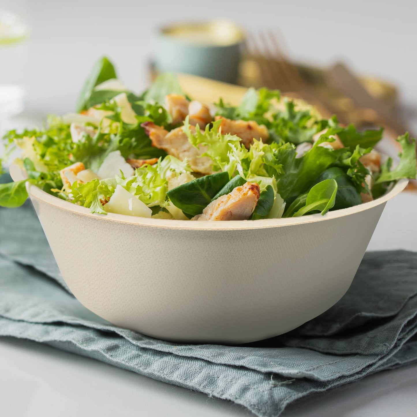 Belinlen 50 Pack 32 Ounce Round Disposable Bowls Eco-Friendly 100 Percent Natural Sugarcane Biodegradable Compostable Bagasse Tree Free and Plastic Free