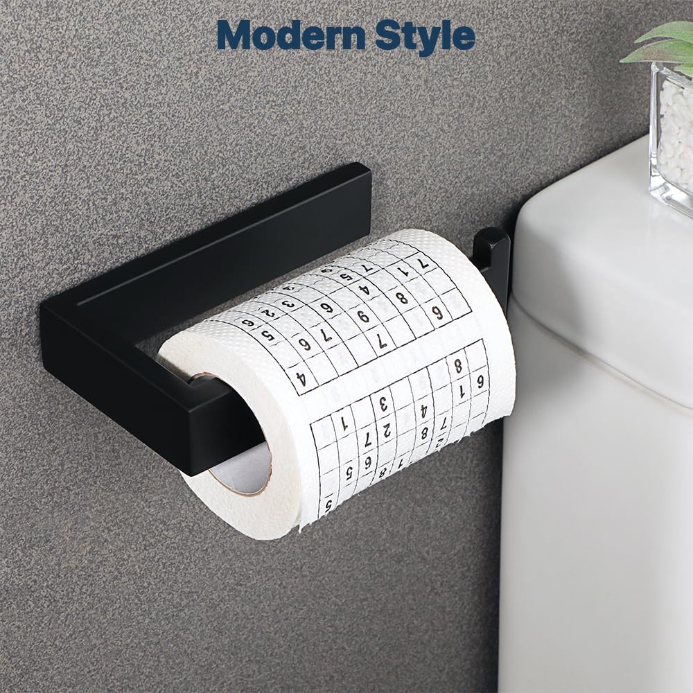Sayayo Toilet Paper Roll Holder Wall Mounted, SUS304 Stainless Steel Toilet Paper Holder, Matte Black Bathroom Tissue Holder, Kitchen and Washroom, Hand Towel Holder Screw-in, GKN2211-B