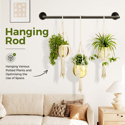 Bamworld Hanging Planters for Indoor Plants Plant Hanger Indoor Hanging Plant Rod 36.2in Window Plant Shelves Metal Rod Pot Not Included