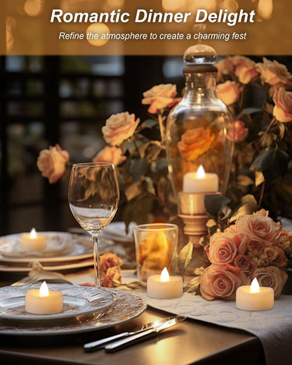 BEICHI 50 Pack Flikcer Electric Tea Light, Long Last 200+ Hours, Battery Candle Warm White Bright Realistic for Thanksgiving Day, Halloween, Christmas