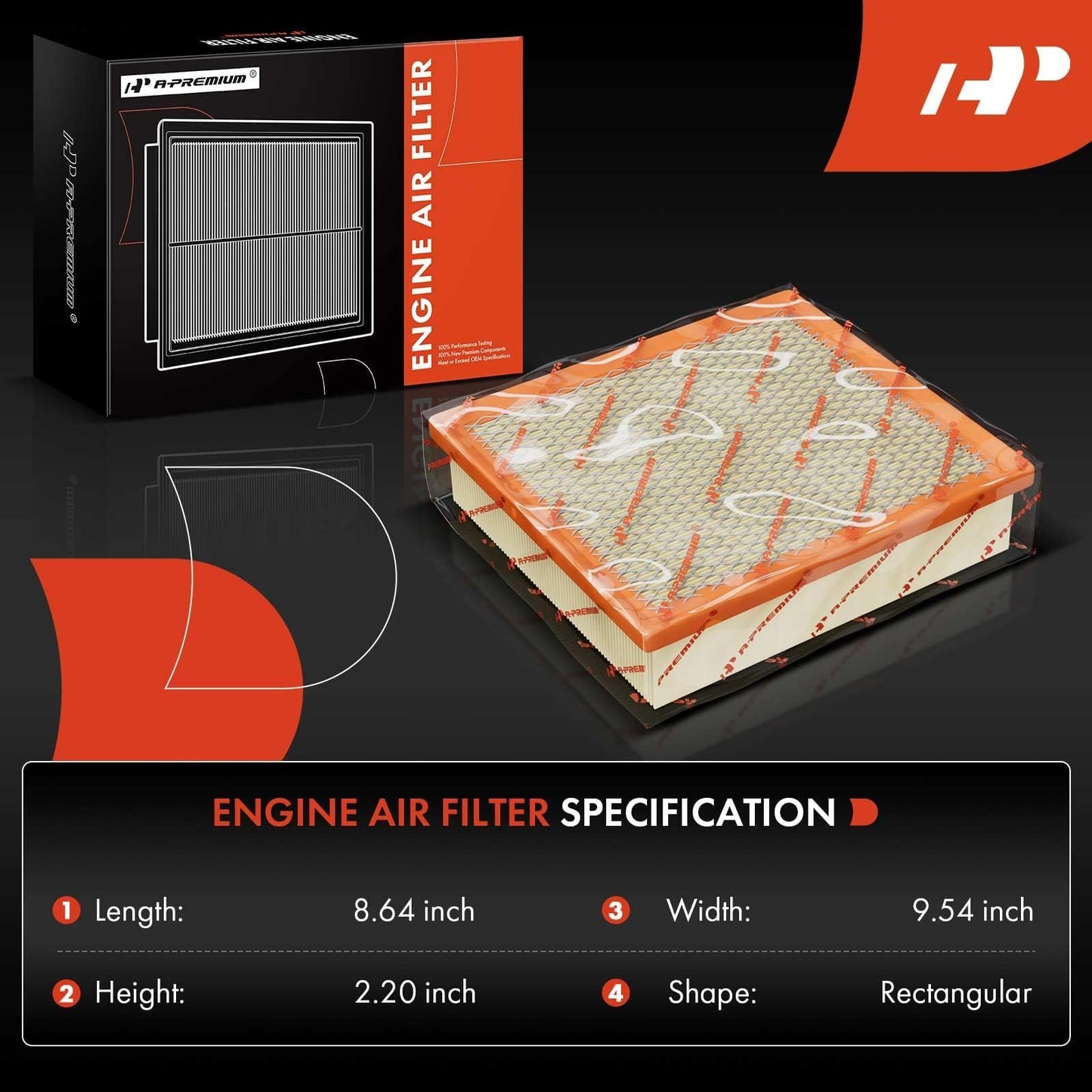 A-Premium Engine Air Filter Compatible with Toyota, Dodge, Jeep & Lexus Models - Camry, Highlander, Avalon, Sienna, Durango, Grand Cherokee, ES350, NX300, RX350 - Replace# 17801-0P050