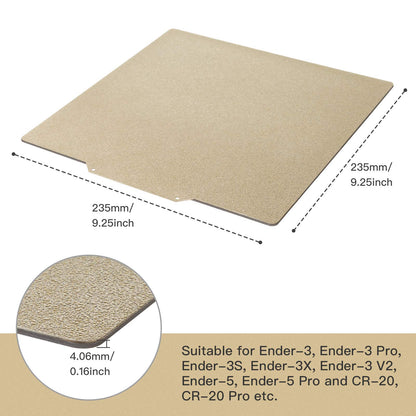 HICTOP 235x235mm Textured PEI Plate Double Sided Room Temp Cold Printing Magnetic Sticker Included, Universal Fit for Ender-3/Neo/V2, Flashforge 5M/5M Pro, Most 235mm 3D Printers, No Glue Needed