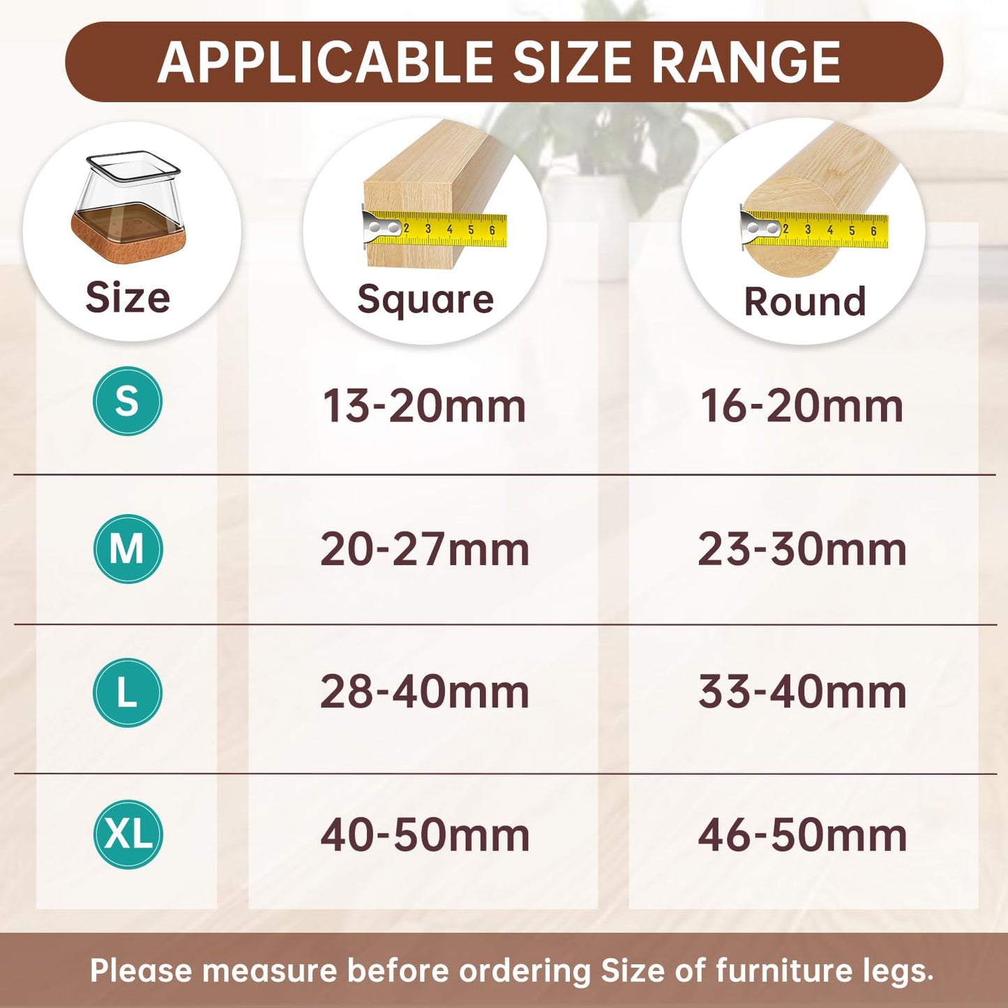 32PCS Square Chair Leg Floor Protectors with Wrapped Felt, Chair Leg Covers for Hardwood Floors, Silicone Chair Feet Furniture Pads Floor Protectors, No Noise and No Scratches(L-Clear)