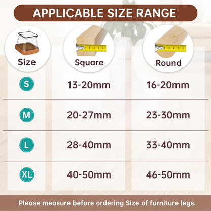 32PCS Square Chair Leg Floor Protectors with Wrapped Felt, Chair Leg Covers for Hardwood Floors, Silicone Chair Feet Furniture Pads Floor Protectors, No Noise and No Scratches(L-Clear)