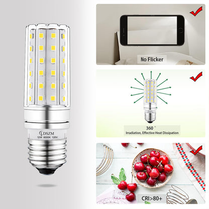 LED Light Bulb,100 Watt Equivalent 1200lm LED Bulb, 6000K Daylight LED Corn Light Bulb,12W Non-Dimmable LED Bulbs, E26/E27 Medium Base Ceiling Fan LED Corn Light Bulbs,4-Pack