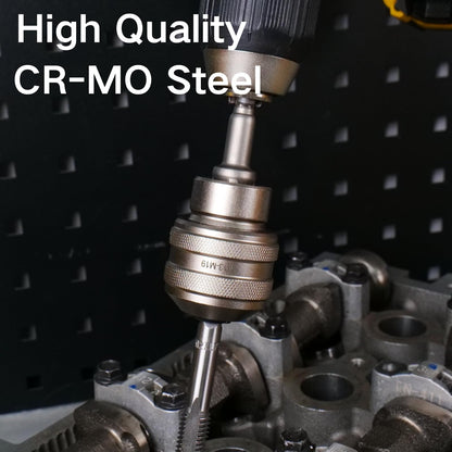 Topec Tap Socket Set, 2-Piece 1/2"DR x M13~M19 Adjustable Tap Chuck Tool with a 1/2"Socket Adapter, Tap Handle for Taps, Reamers, Screw Extractors