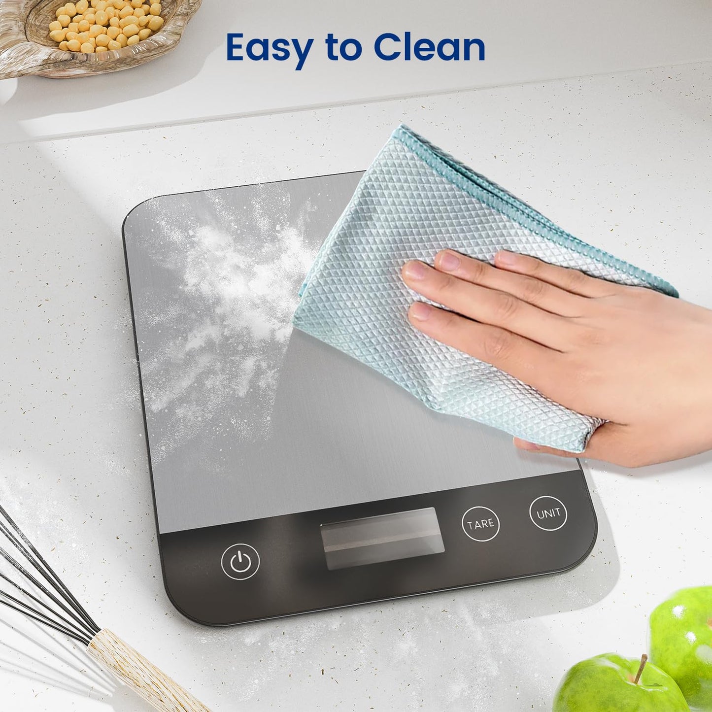 【Rechargeable & 33lb 】 Digital Kitchen Scale, USB C Electronic Kitchen Scale, 15 kg, High Precision 1 g/0.1 oz Food Scale, Professional with Hard Function, Batteries Included