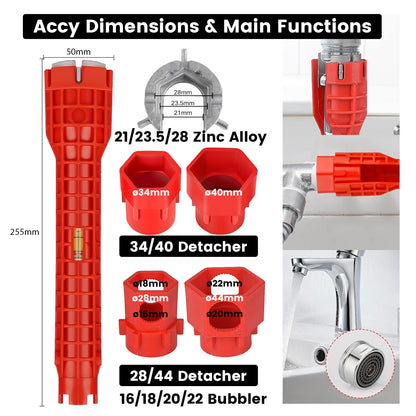 14-in-1 Faucet & Sink Installer Wrench for Tight Spaces – Multi-Purpose Plumbing Tool Kit with Bonus Wide-Jaw Adjustable Wrench – Ideal for Kitchen, Bathroom, Toilet Repair
