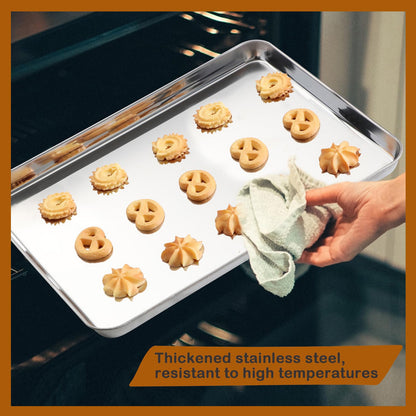 Baking Sheet with Rack Set (1 Sheet + 1 Rack), HaWare Stainless Steel Cookie Sheet for Oven Baking, 16”x12” Baking Pan Tray with Cooling Rack, Non Toxic & Heavy Duty, Dishwasher Safe