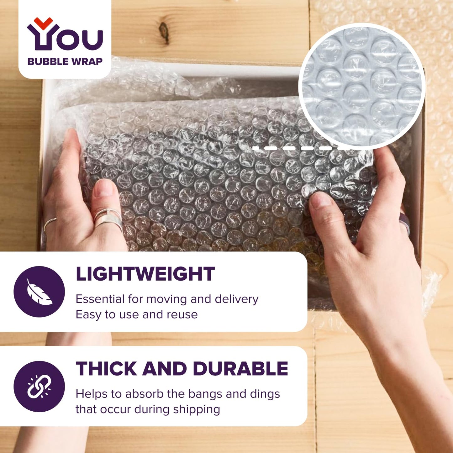 YOU Bubble Wrap Cushioning Rolls for Moving and Packing | Moving Supplies | Air Wrap | MADE in CANADA | 12 Inch x 72 Feet total | Perf every 12 inch | Papier bulle pour emballage | Small Bubble 3/16 |
