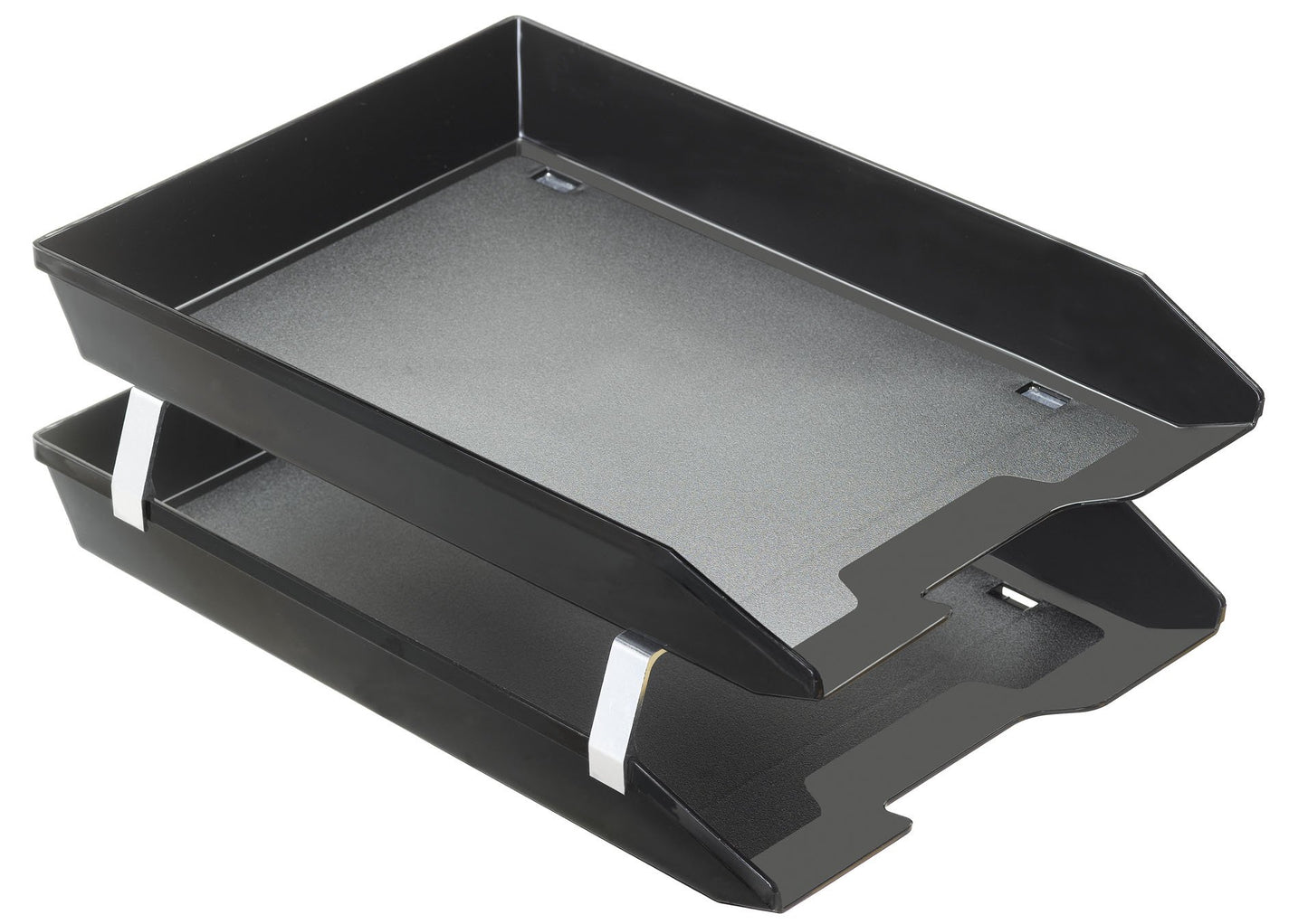 Acrimet Facility 2 Tier Letter Tray, Front Load, Letter Size/A4, Desktop File Organizer, Plastic (Black Color)